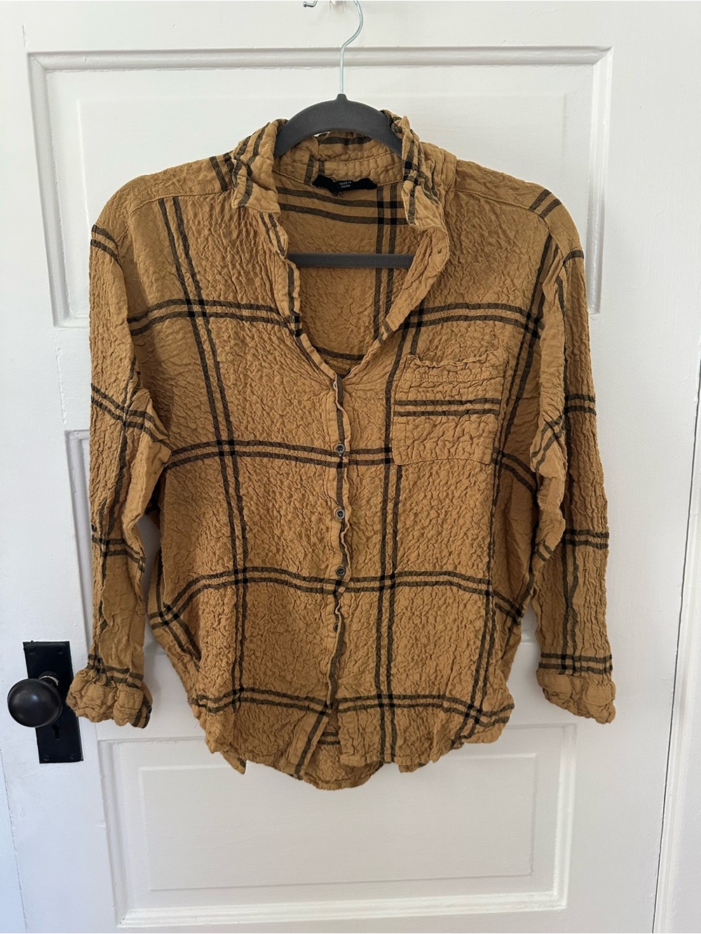 Jane and Delancey Mustard Plaid Button-Down Shirt